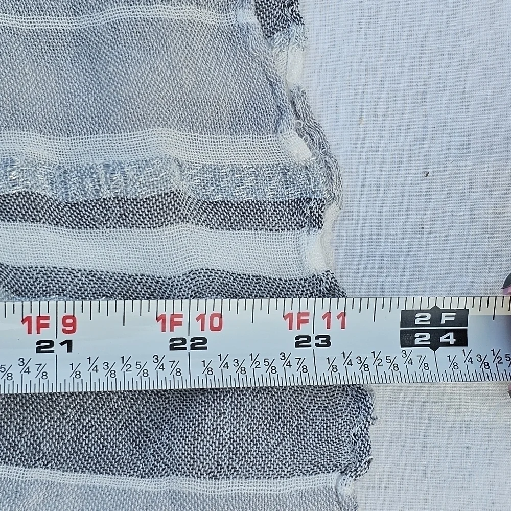Calvin Klein gray and white Striped Infinity Scarf